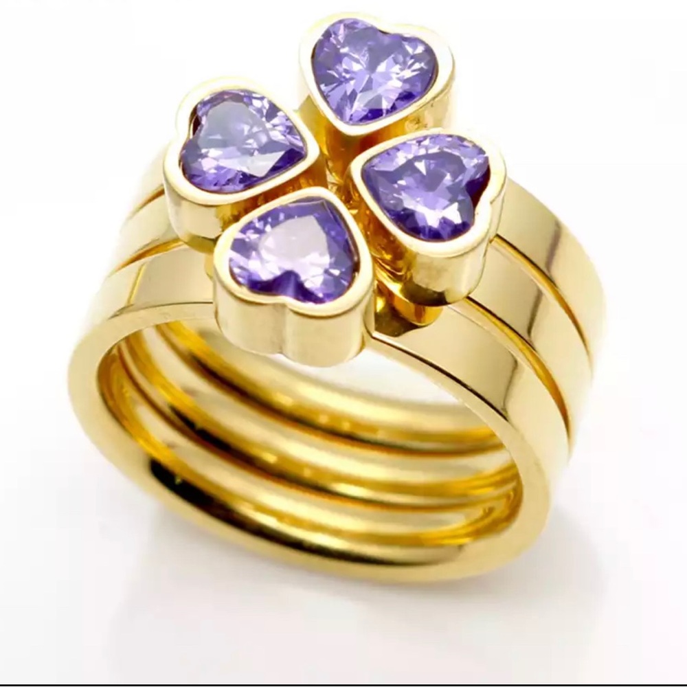 Three Round Heart Ring Sets For  Woman  Fashion Rings Size 8